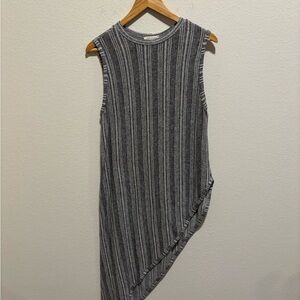 Anthropology pebble stone Black & White Striped Asymmetrical Dress